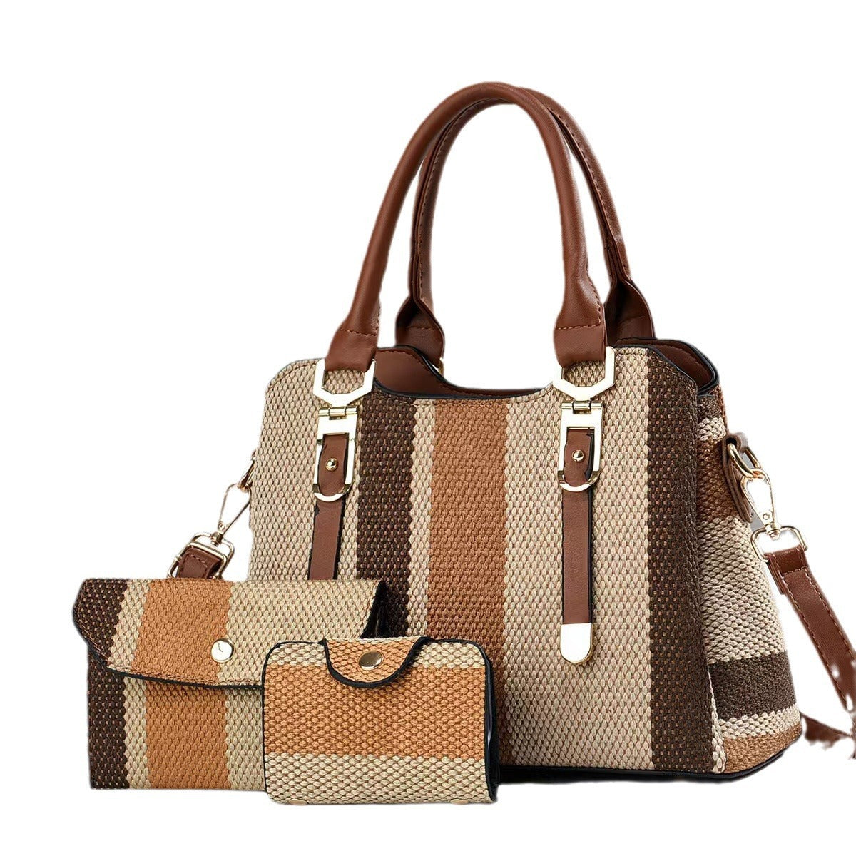 LoomTech™ Canvas Contrast-Color Crossbody Handbag – Large Capacity Mother & Son Set