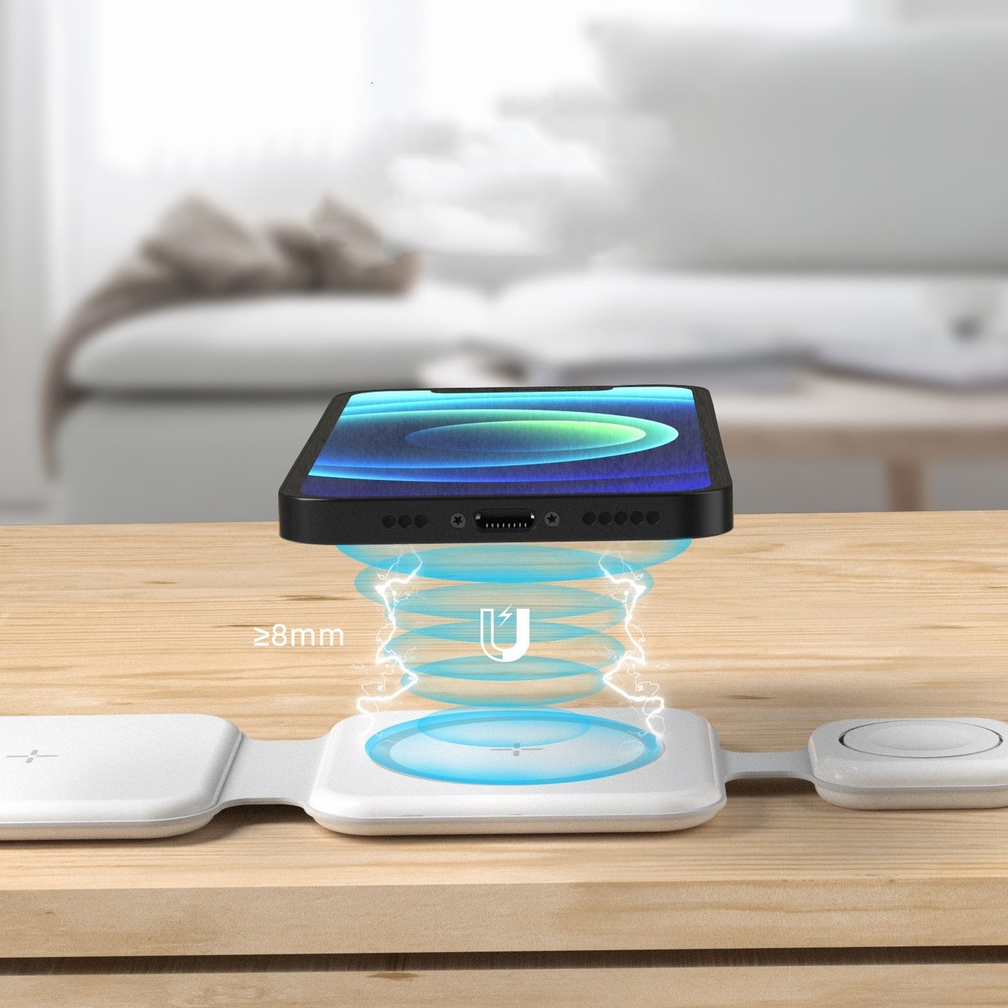 LoomTech™ 3-in-1 Magnetic Foldable Wireless Charging Station – 15W Fast Charger for iPhone, AirPods & Smartwatch (FD-308)