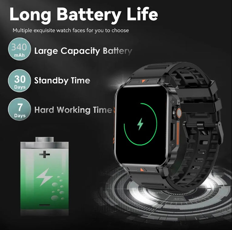 LoomTech L81™ — Outdoor Sports Smartwatch with Big Battery, Call Answering, Fitness Tracking & Waterproof Design