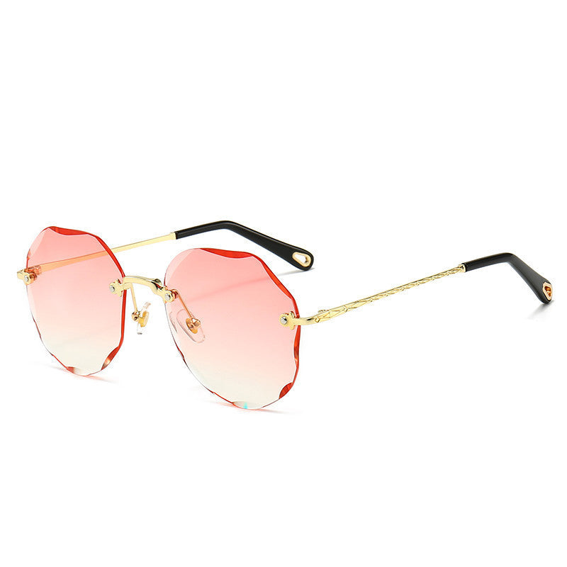 LoomTech™ Polygonal Rimless Sunglasses – Luxury Metal Frame UV-Protective Eyewear for Women
