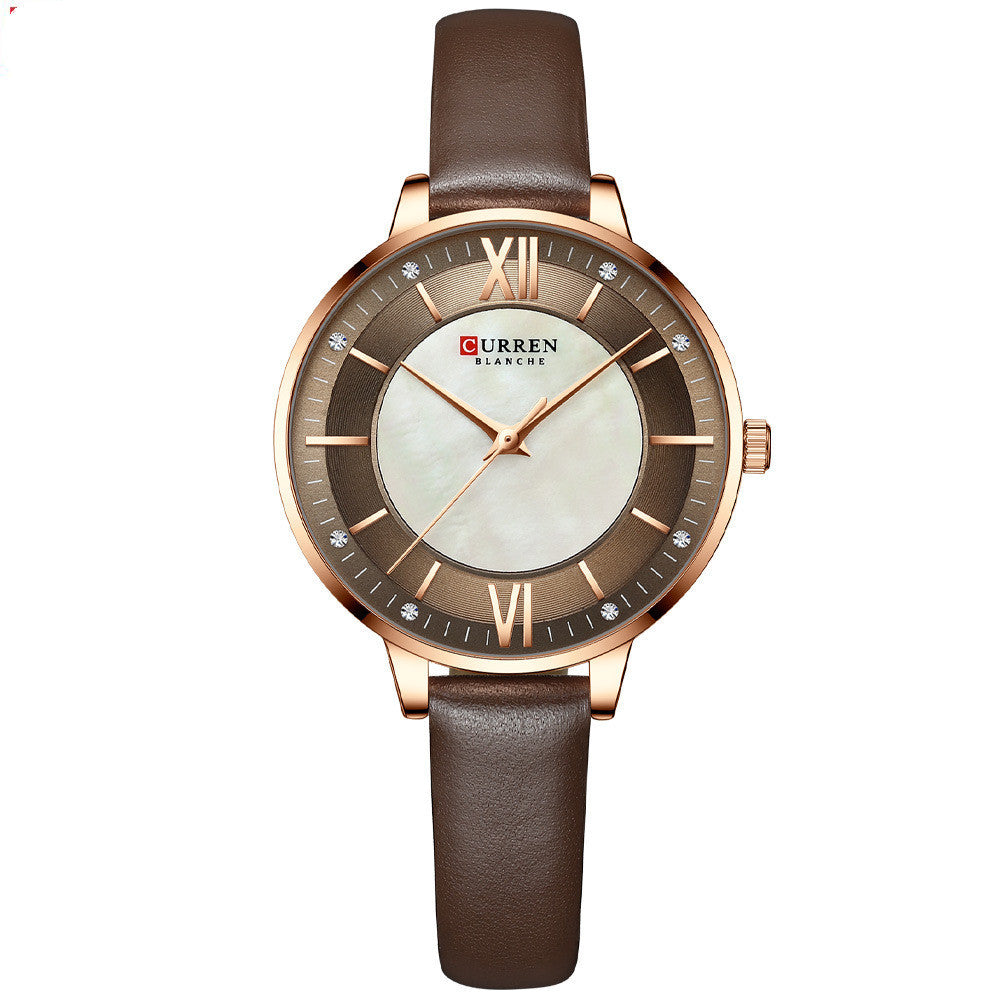 LoomTech RoseBelle™ — Women’s Casual Quartz Watch with Genuine Leather Strap & 10M Water Resistance
