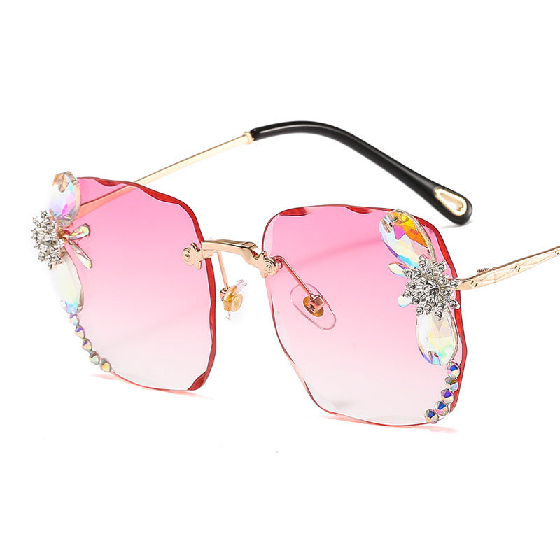 LoomTech™ Rhinestone Frameless Sunglasses – Luxury Gradient UV400 Fashion Eyewear for Women
