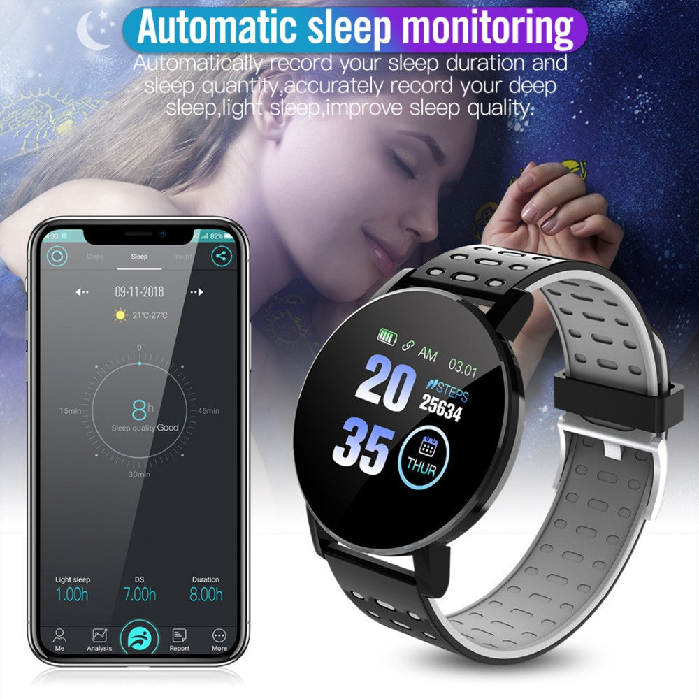 LoomTech 119 Plus™ — Bluetooth Smartwatch with Heart Rate Monitor, Vibration Alerts & 7-Day Battery Life