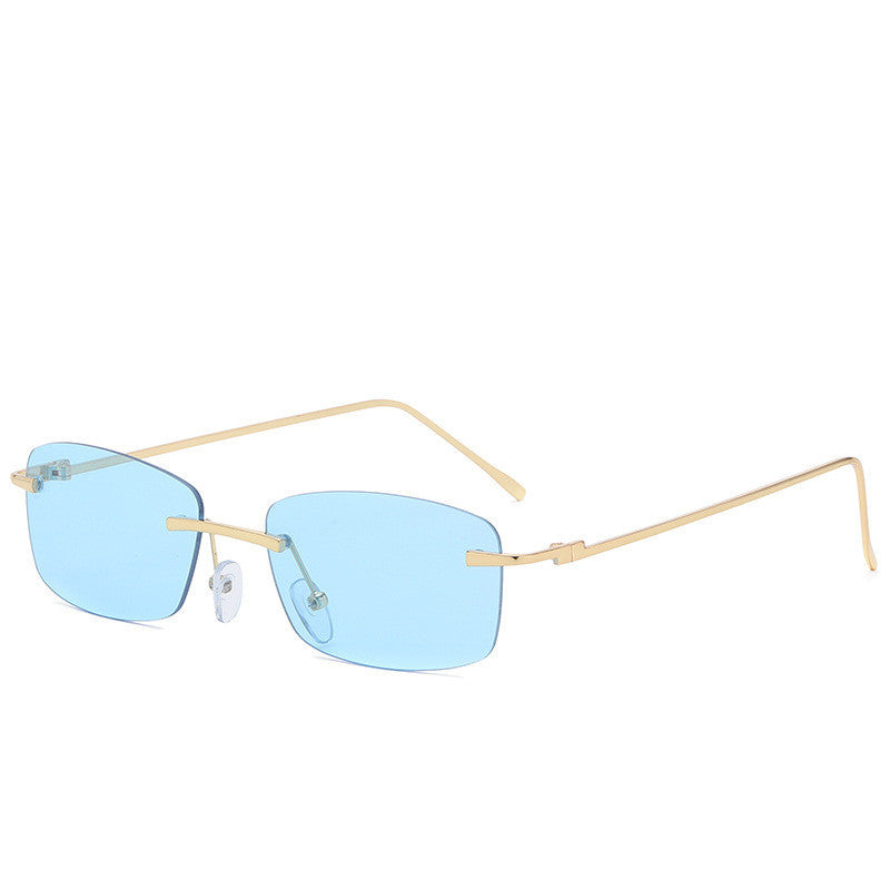 LoomTech™ Ocean Lens Rimless Sunglasses – UV400 Cut-Edge Metal Frame Fashion Eyewear