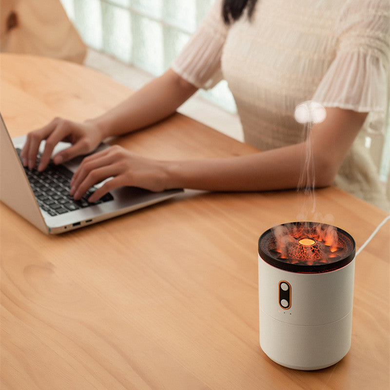 LoomTech™ Volcanic Flame Aroma Diffuser – USB Portable Jellyfish Humidifier & Night Light Lamp (Model V25)