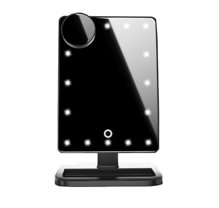 LoomTech™ 3-in-1 LED Makeup Mirror – Touch Screen Bluetooth Speaker with 10X Magnifying Mirror (20 LED Lights)