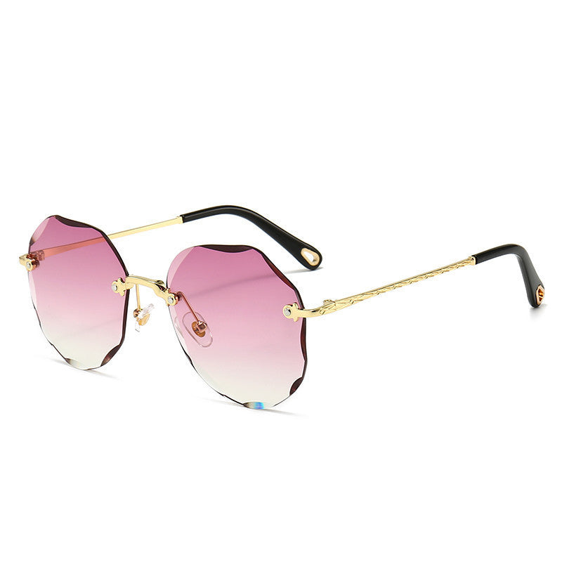 LoomTech™ Polygonal Rimless Sunglasses – Luxury Metal Frame UV-Protective Eyewear for Women