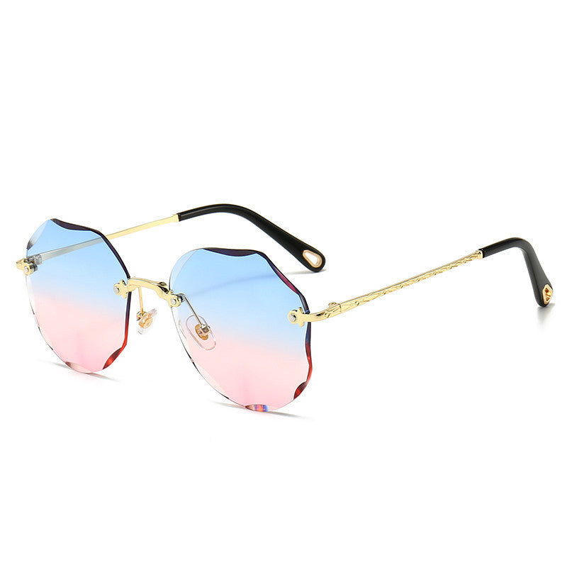 LoomTech™ Polygonal Rimless Sunglasses – Luxury Metal Frame UV-Protective Eyewear for Women
