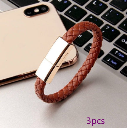 LoomTech™ Leather Bracelet Charger – USB Data Cable for iPhone, Type-C & Android Devices