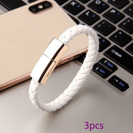 LoomTech™ Leather Bracelet Charger – USB Data Cable for iPhone, Type-C & Android Devices