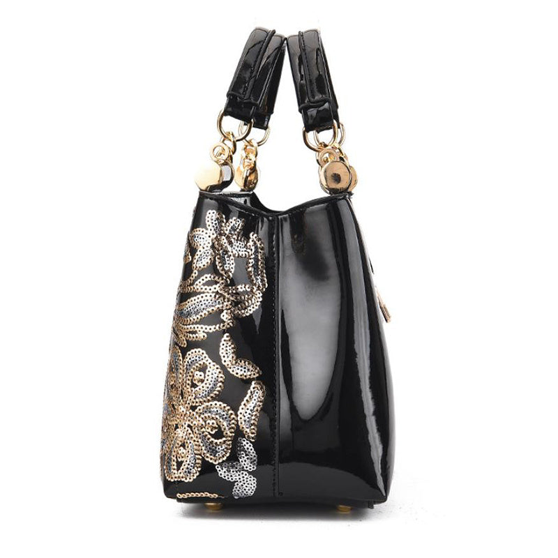 LoomTech™ Sequin Embroidered Handbag – Luxury PU Leather Party & Bridal Shoulder Bag for Women