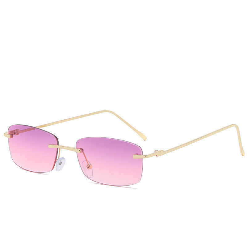 LoomTech™ Ocean Lens Rimless Sunglasses – UV400 Cut-Edge Metal Frame Fashion Eyewear