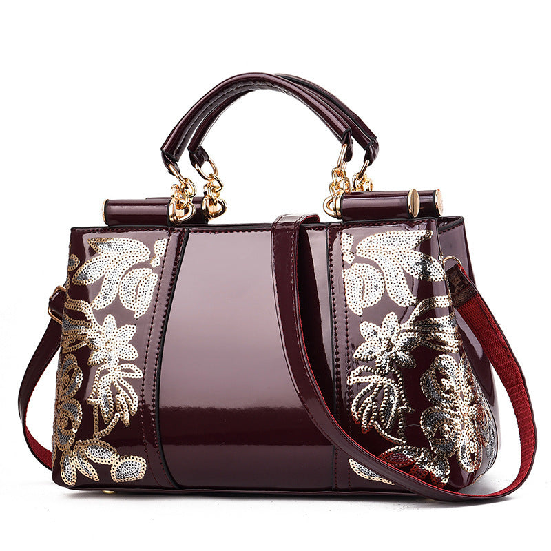 LoomTech™ Sequin Embroidered Handbag – Luxury PU Leather Party & Bridal Shoulder Bag for Women