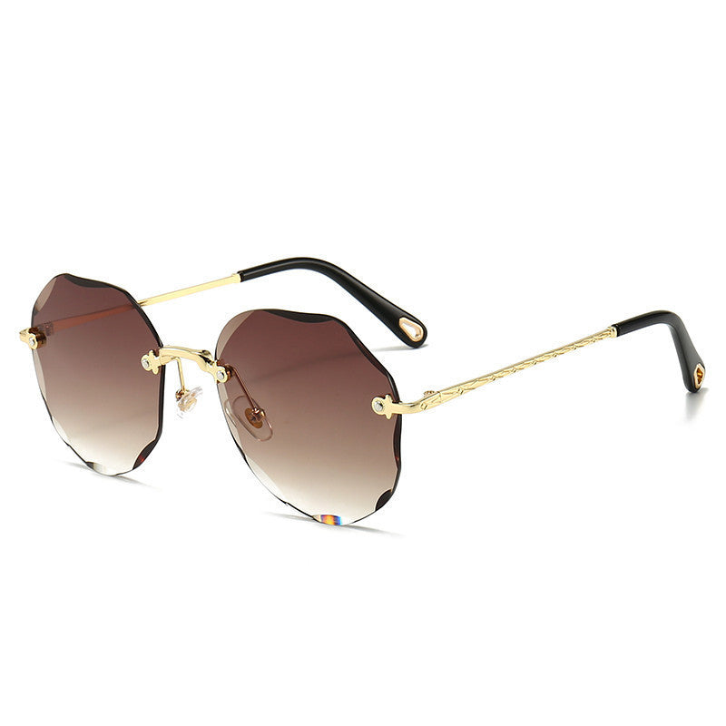 LoomTech™ Polygonal Rimless Sunglasses – Luxury Metal Frame UV-Protective Eyewear for Women