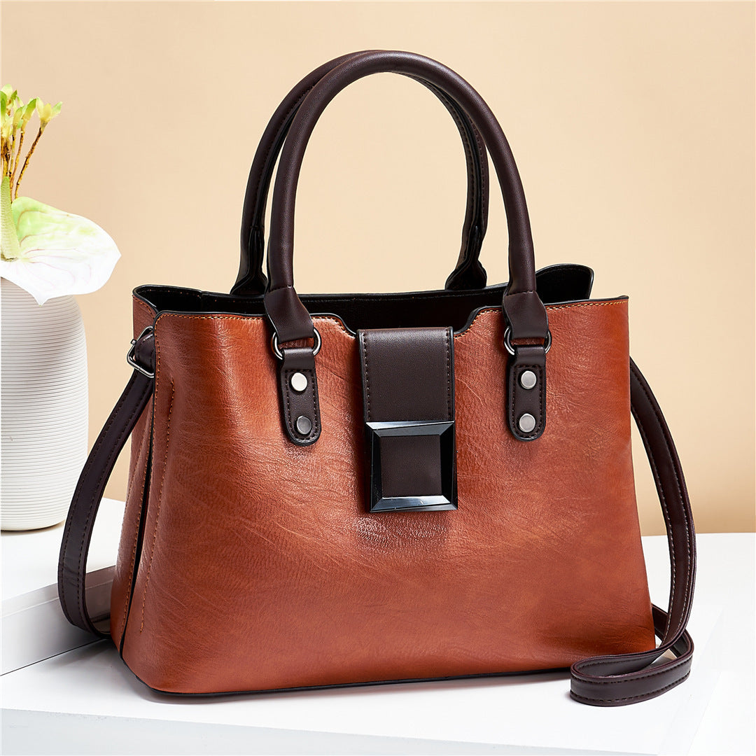LoomTech™ Big Buckle Shoulder Bag – Large PU Leather Work & Office Crossbody Handbag for Women