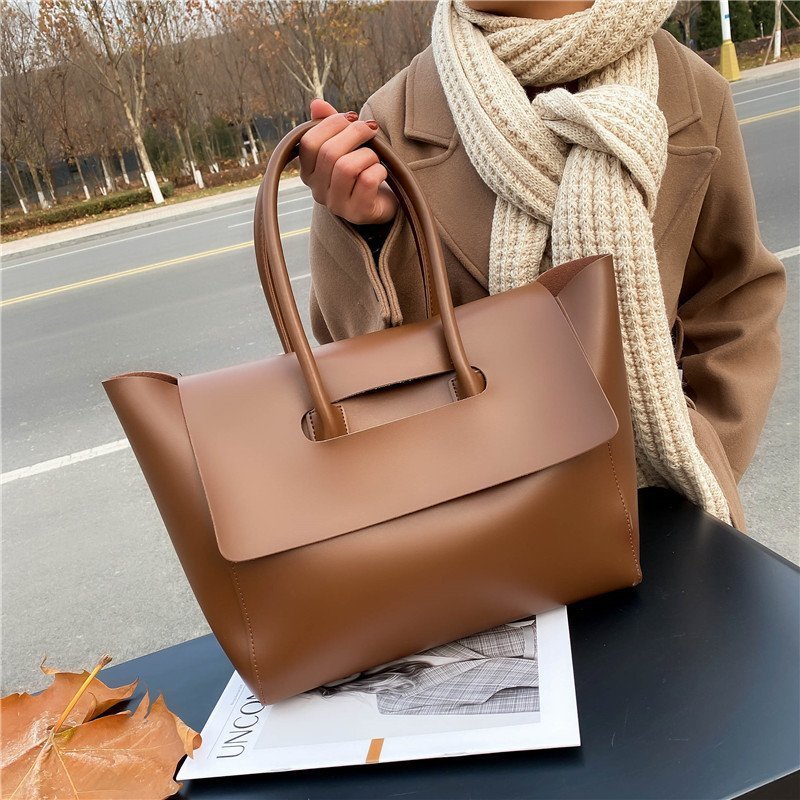 LoomTech™ Women’s Retro PU Leather Shoulder Bag – Large Capacity Solid-Color Tote Handbag