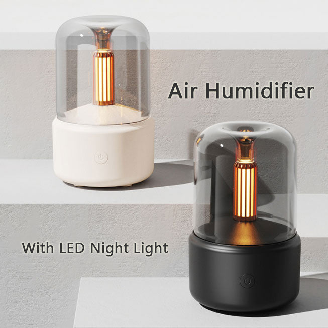 LoomTech™ Candlelight Aroma Diffuser – 120ml USB Humidifier with LED Night Light & Essential Oil Mist Maker