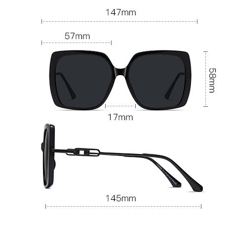 LoomTech™ Large Square Polarized Sunglasses – Fashion Metal Frame UV400 Eyewear for Women