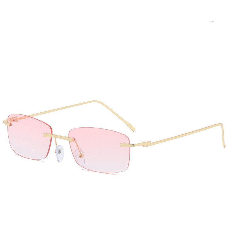 LoomTech™ Ocean Lens Rimless Sunglasses – UV400 Cut-Edge Metal Frame Fashion Eyewear
