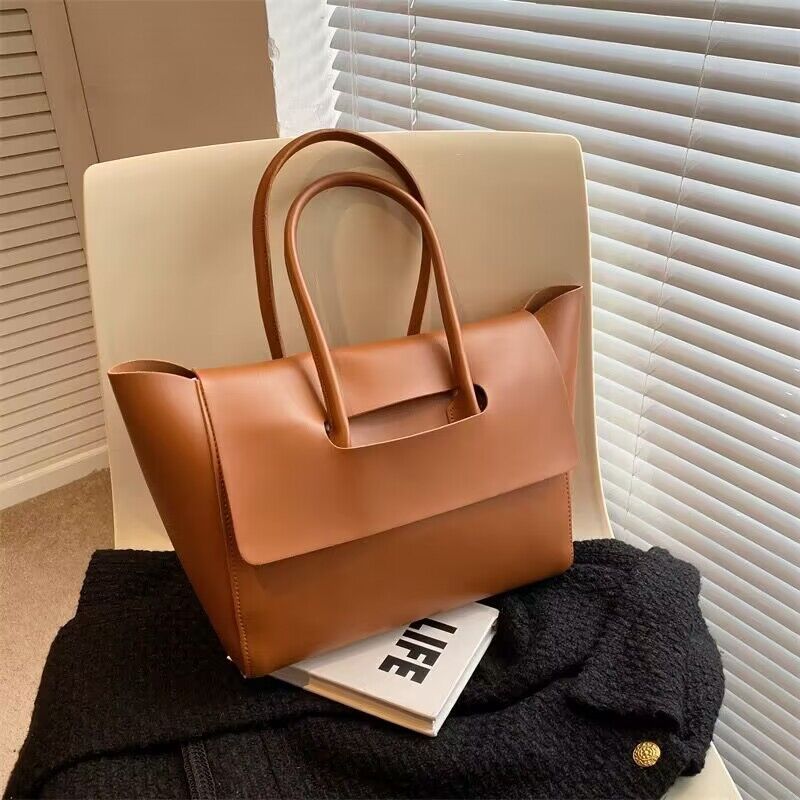 LoomTech™ Women’s Retro PU Leather Shoulder Bag – Large Capacity Solid-Color Tote Handbag