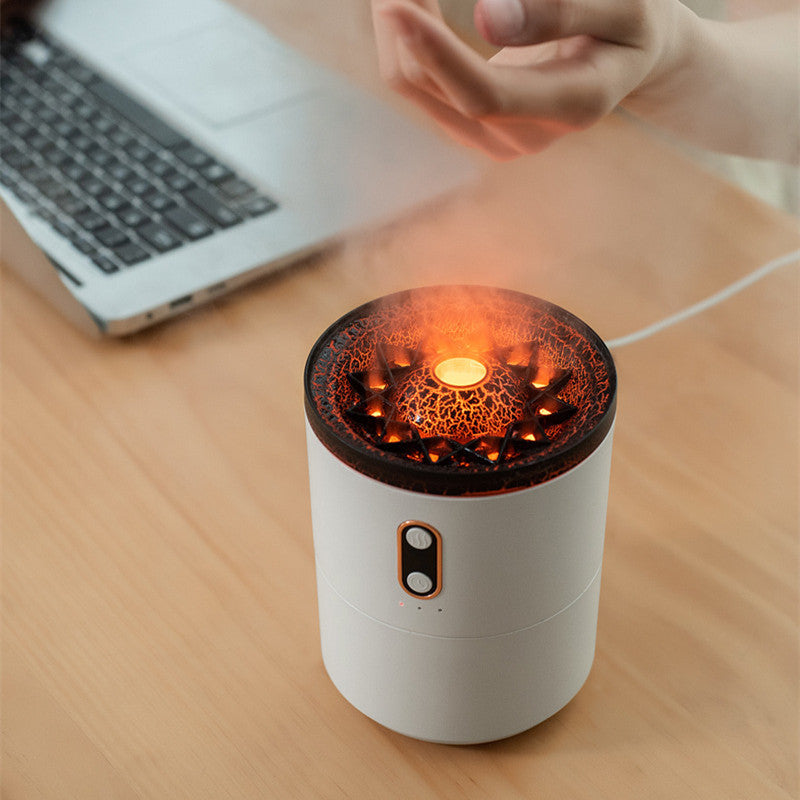 LoomTech™ Volcanic Flame Aroma Diffuser – USB Portable Jellyfish Humidifier & Night Light Lamp (Model V25)