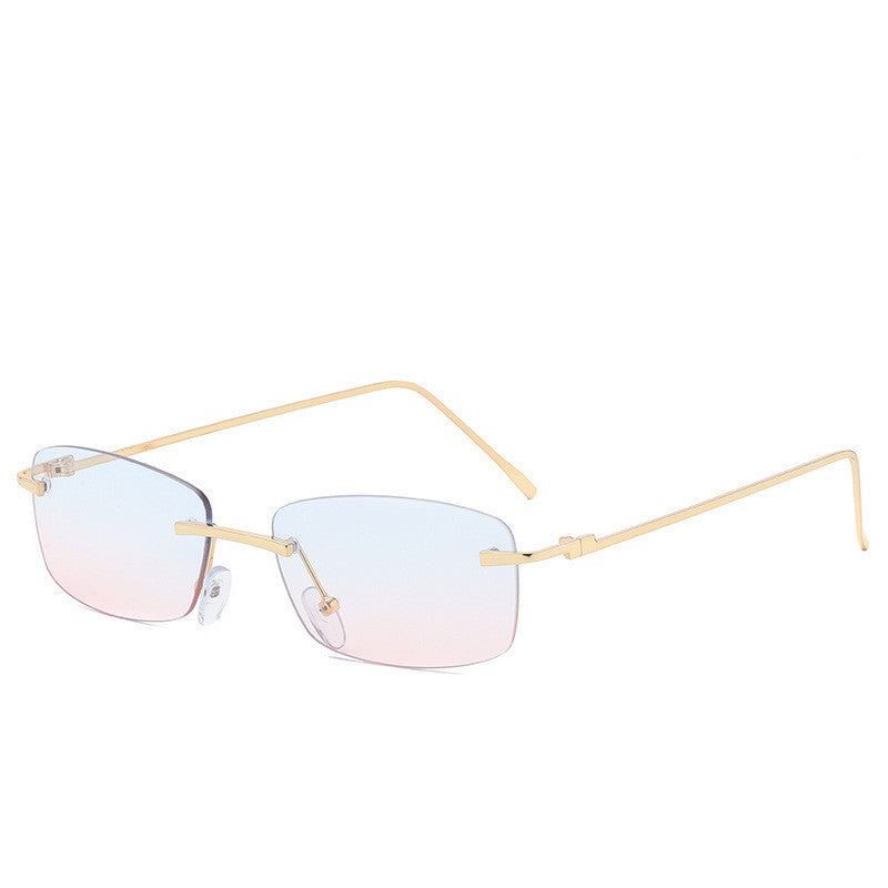 LoomTech™ Ocean Lens Rimless Sunglasses – UV400 Cut-Edge Metal Frame Fashion Eyewear