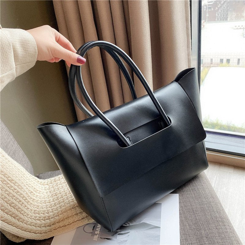 LoomTech™ Women’s Retro PU Leather Shoulder Bag – Large Capacity Solid-Color Tote Handbag