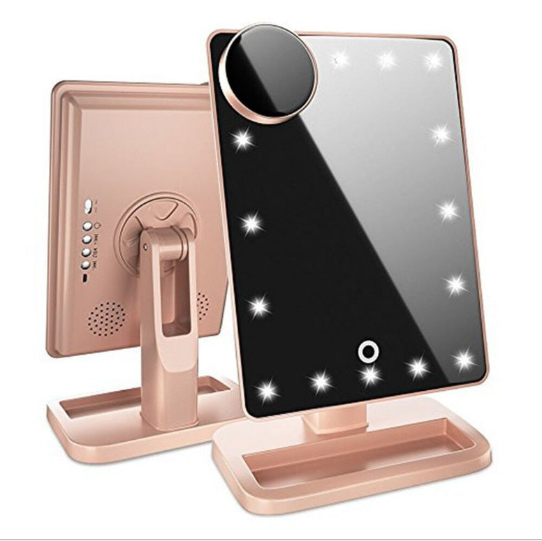 LoomTech™ 3-in-1 LED Makeup Mirror – Touch Screen Bluetooth Speaker with 10X Magnifying Mirror (20 LED Lights)