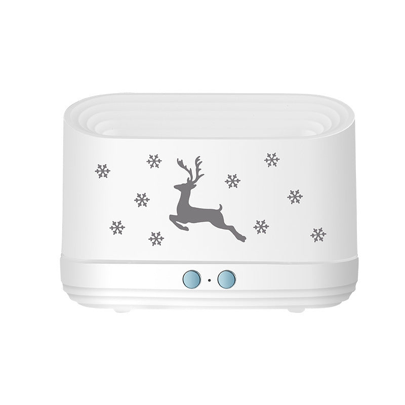 LoomTech™ Elk Flame Aroma Diffuser – USB Quiet Humidifier & Night Light Lamp for Christmas Home Décor