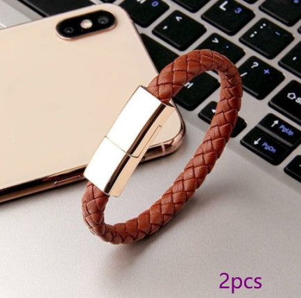 LoomTech™ Leather Bracelet Charger – USB Data Cable for iPhone, Type-C & Android Devices