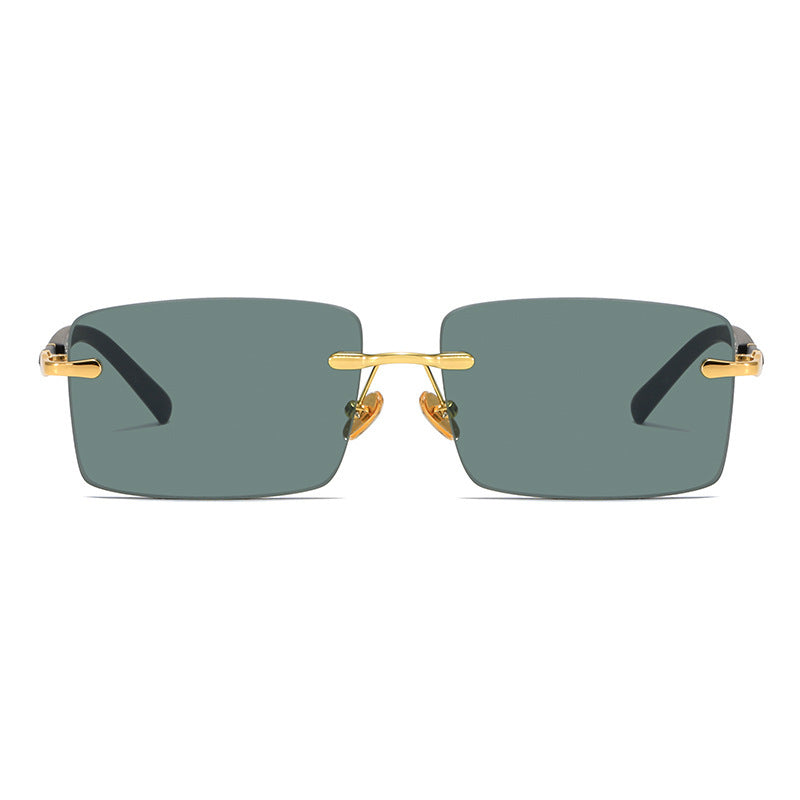 LoomTech™ Crystal Rimless Sunglasses – Luxury Alloy Square Frame UV400 Eyewear for Men & Women