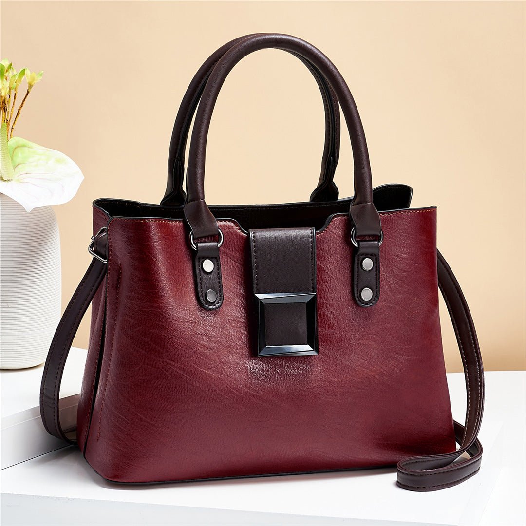 LoomTech™ Big Buckle Shoulder Bag – Large PU Leather Work & Office Crossbody Handbag for Women