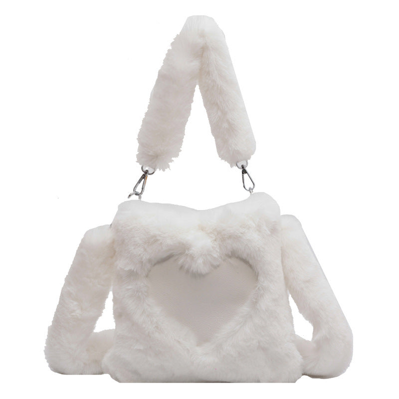 LoomTech™ Love Winter Plush Tote Bag – Large Soft Shoulder Handbag for Women