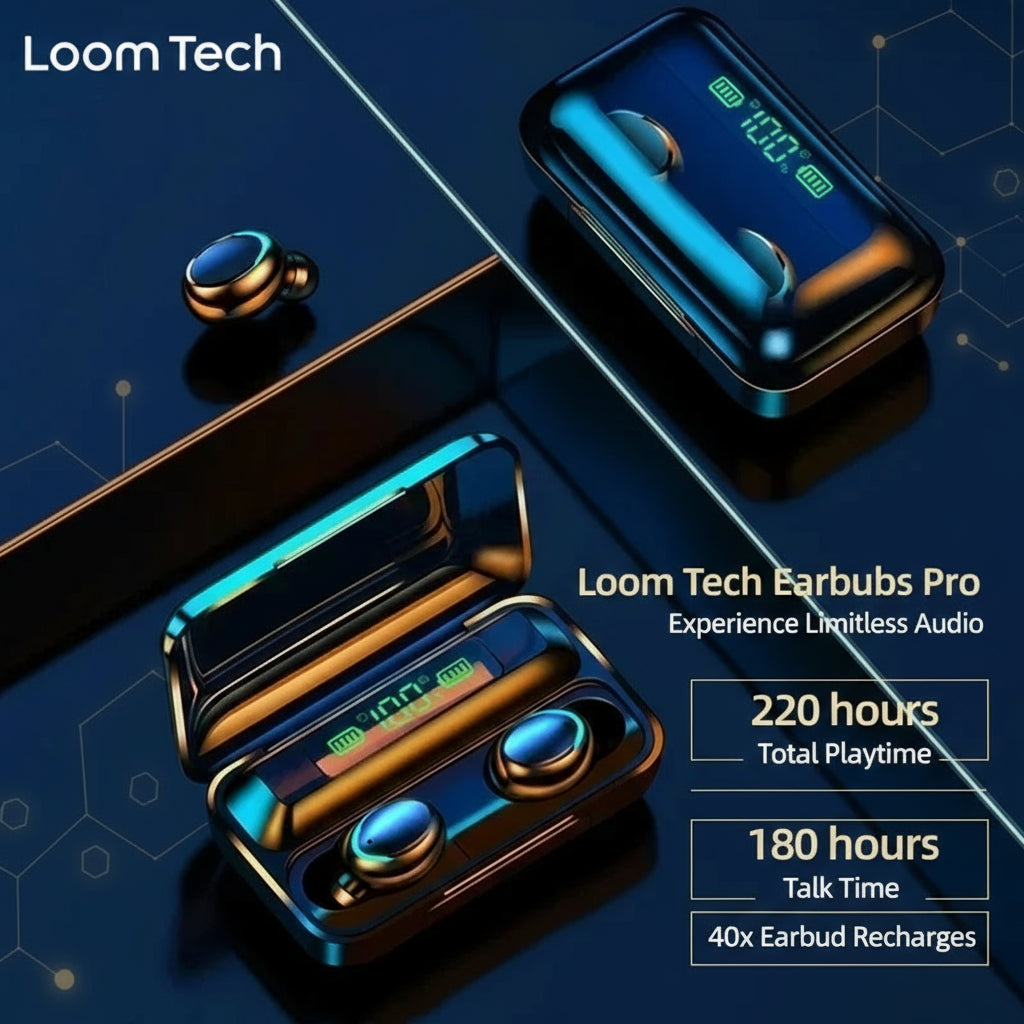 LoomTech F9-5 Wireless Earbuds – Bluetooth 5.3 Hi-Fi Stereo Headphones with Mic & Waterproof Design