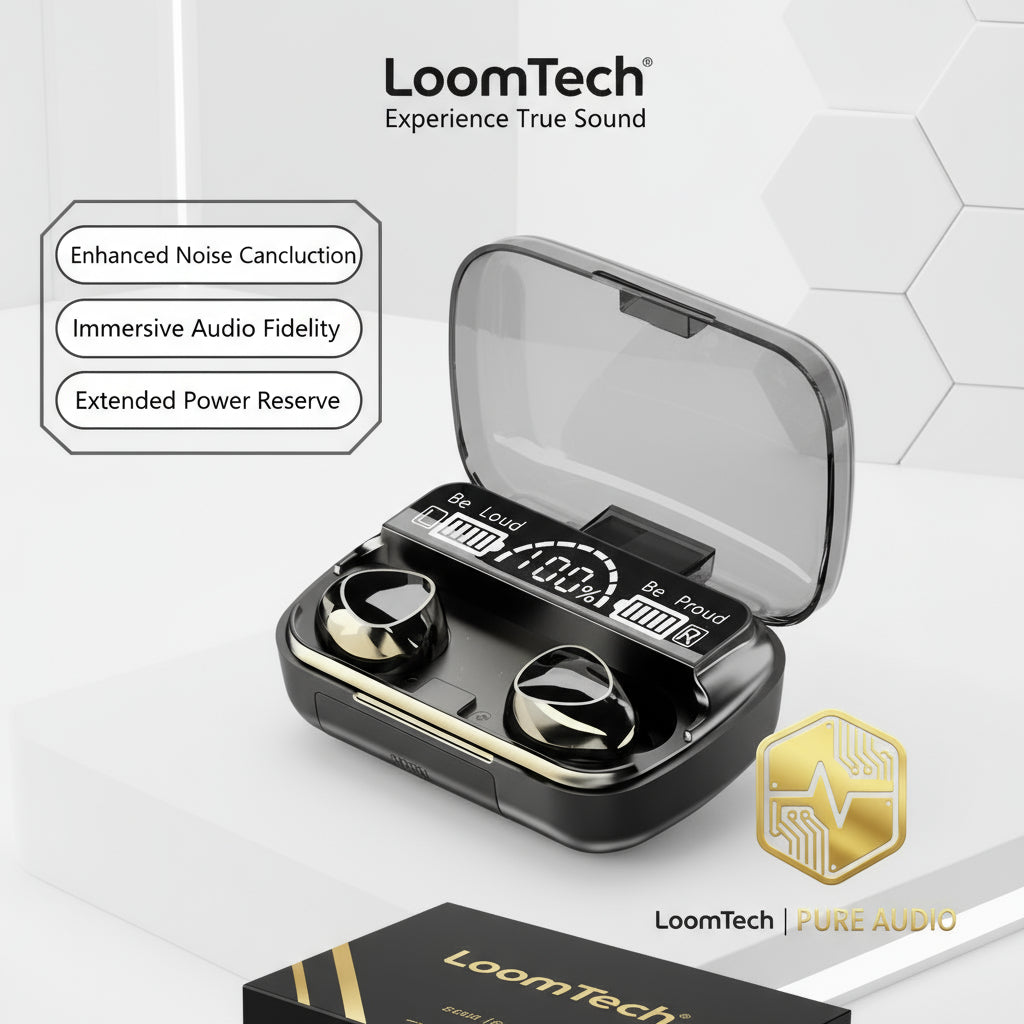 LoomTech M10 Pro – Wireless Bluetooth Earbuds with Power Display Case