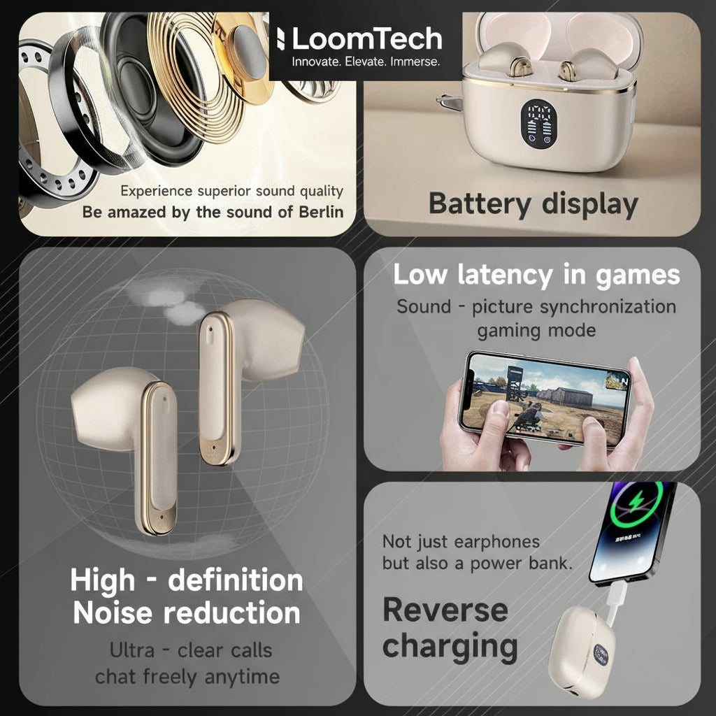 LoomTech BT6 – Bluetooth 6.0 Earbuds for iPhone & Android