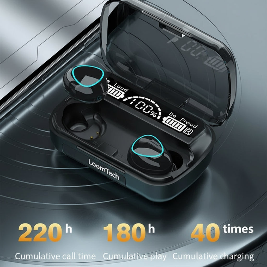 LoomTech M10 Pro – Wireless Bluetooth Earbuds with Power Display Case