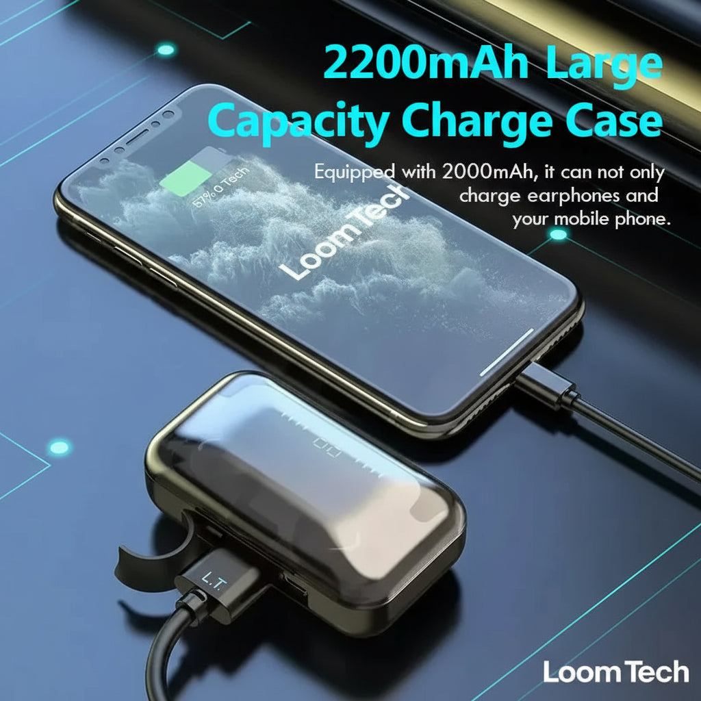 LoomTech F9-5 Wireless Earbuds – Bluetooth 5.3 Hi-Fi Stereo Headphones with Mic & Waterproof Design