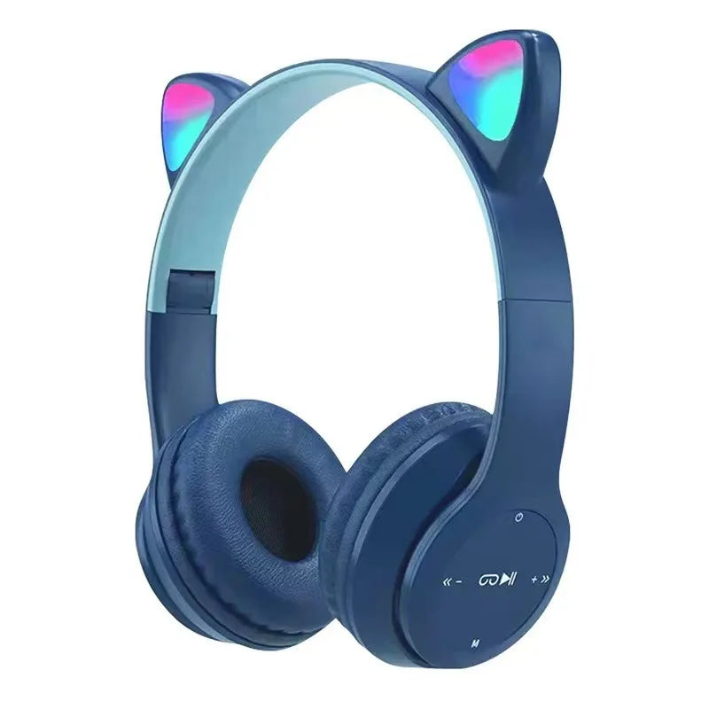 LoomTech Cat Ear Wireless Headphones – Bluetooth Over-Ear Stereo Headset with LED Lights & Deep Bass