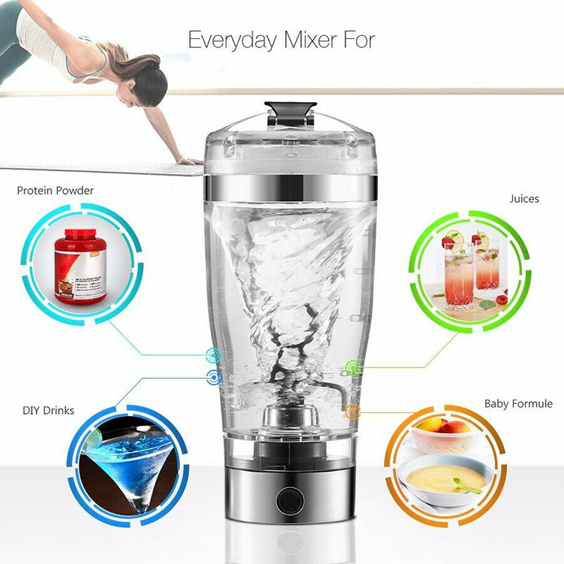 LoomTech™ Electric Protein Shaker Bottle – USB Rechargeable Vortex Mixer for Shakes, Coffee & Fitness Drinks (600ml)