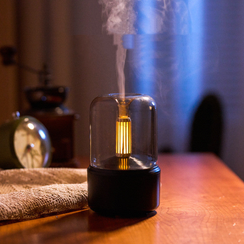 LoomTech™ Candlelight Aroma Diffuser – 120ml USB Humidifier with LED Night Light & Essential Oil Mist Maker