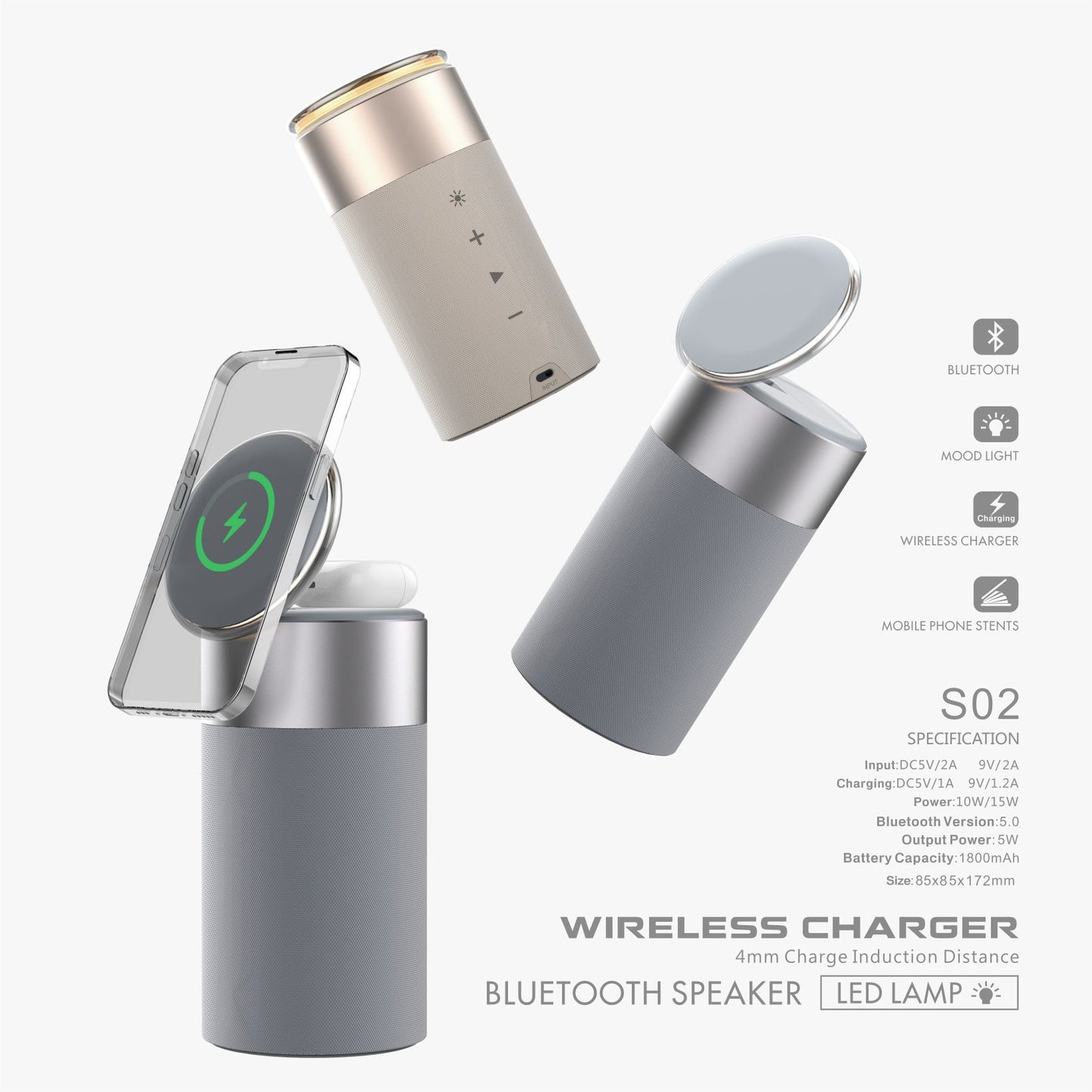 LoomTech™ 3-in-1 Wireless Charger & Bluetooth Speaker – Touch Lamp Station for iPhone & AirPods
