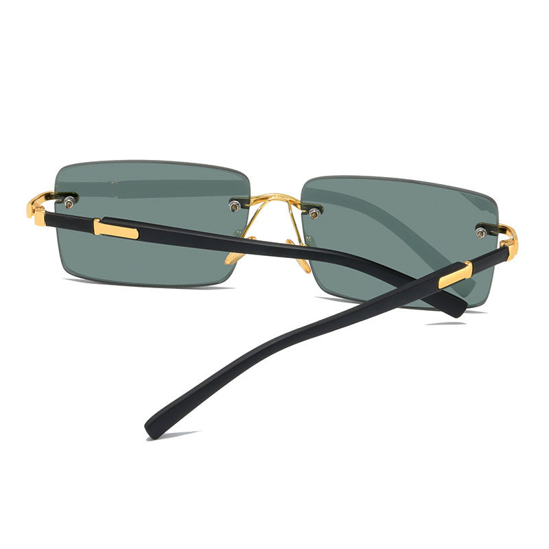 LoomTech™ Crystal Rimless Sunglasses – Luxury Alloy Square Frame UV400 Eyewear for Men & Women