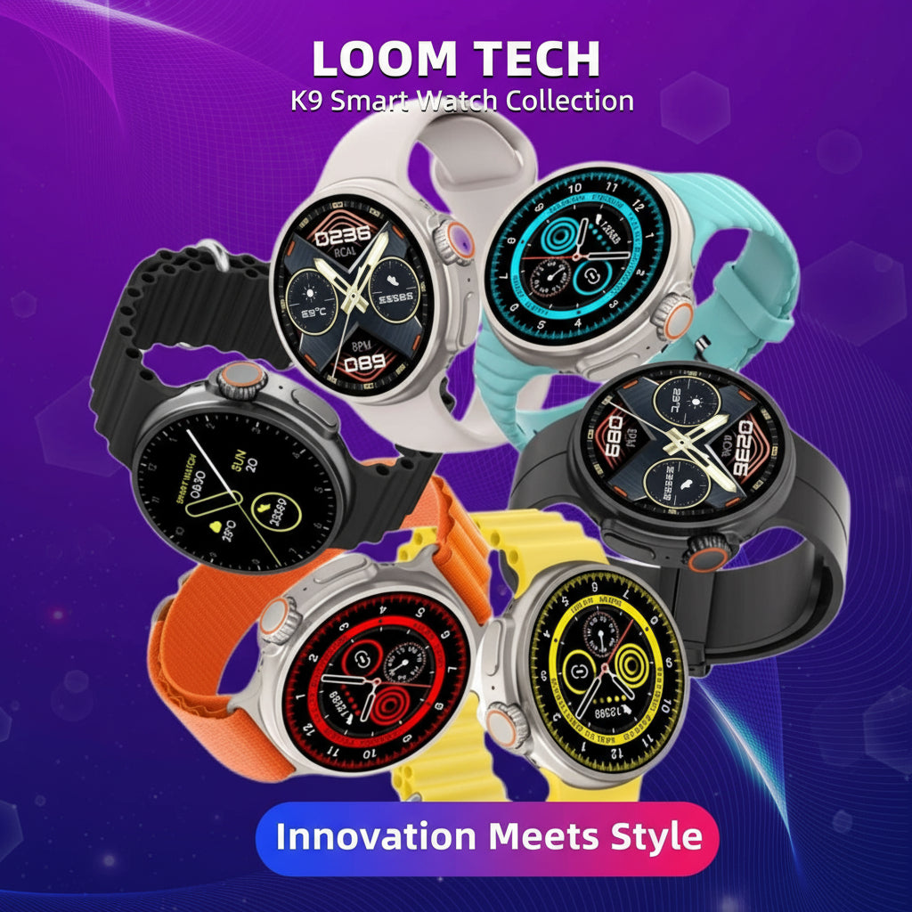 LoomTech K9 Pro™ — NFC Smartwatch with 1.39” HD Round Display, Wireless Charging, Bluetooth Calling & Offline Payment