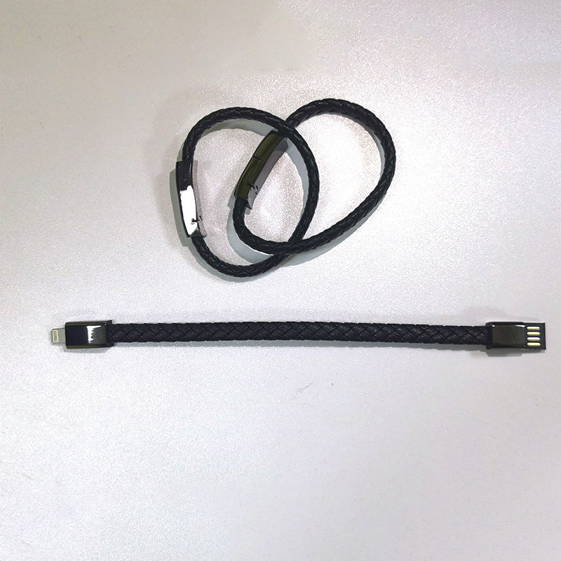 LoomTech™ Leather Bracelet Charger – USB Data Cable for iPhone, Type-C & Android Devices