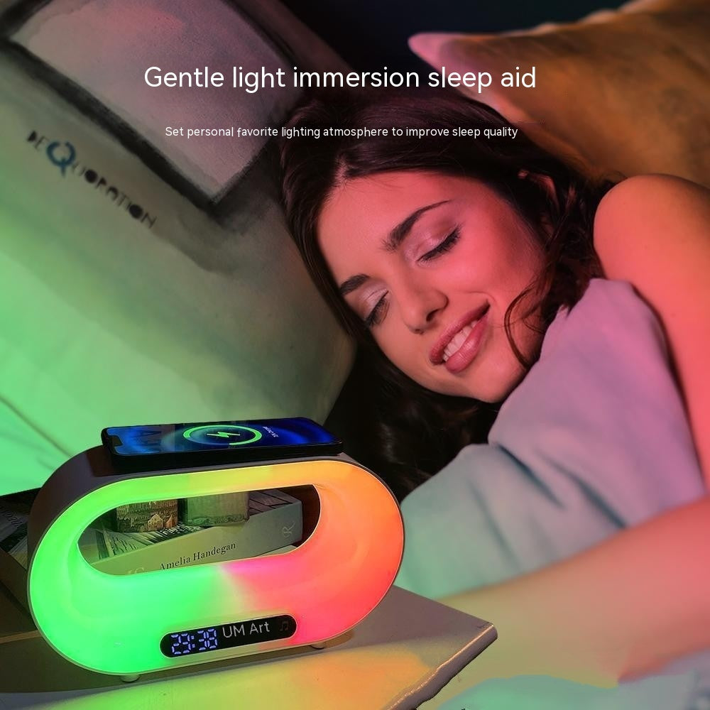 LoomTech™ Smart 3-in-1 LED Night Light – APP-Controlled RGB Desk Lamp with Wireless Charger & Alarm Clock