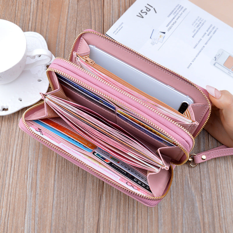 LoomTech™ Women’s Long Double-Zipper PU Leather Purse – Elegant Shoulder & Handbag Wallet