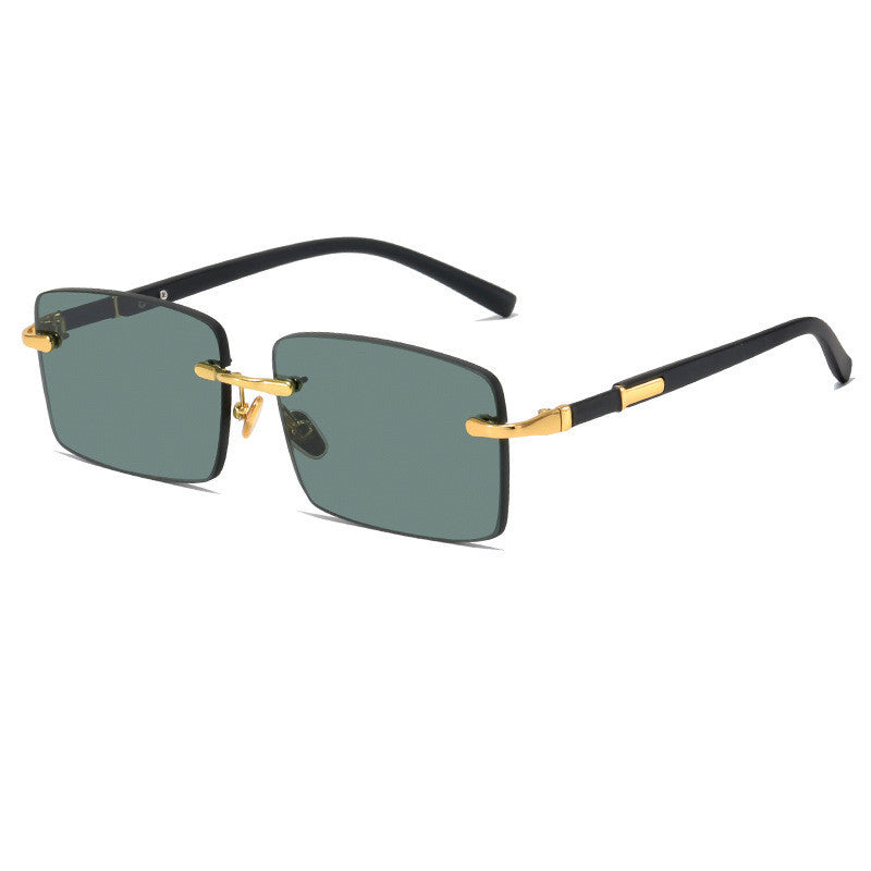 LoomTech™ Crystal Rimless Sunglasses – Luxury Alloy Square Frame UV400 Eyewear for Men & Women