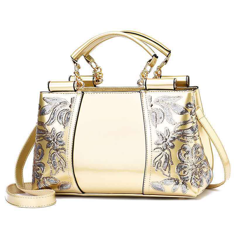 LoomTech™ Sequin Embroidered Handbag – Luxury PU Leather Party & Bridal Shoulder Bag for Women