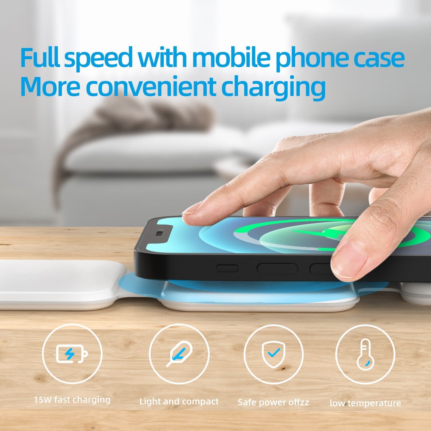 LoomTech™ 3-in-1 Magnetic Foldable Wireless Charging Station – 15W Fast Charger for iPhone, AirPods & Smartwatch (FD-308)